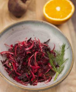 raw beet and shaved fennel salad